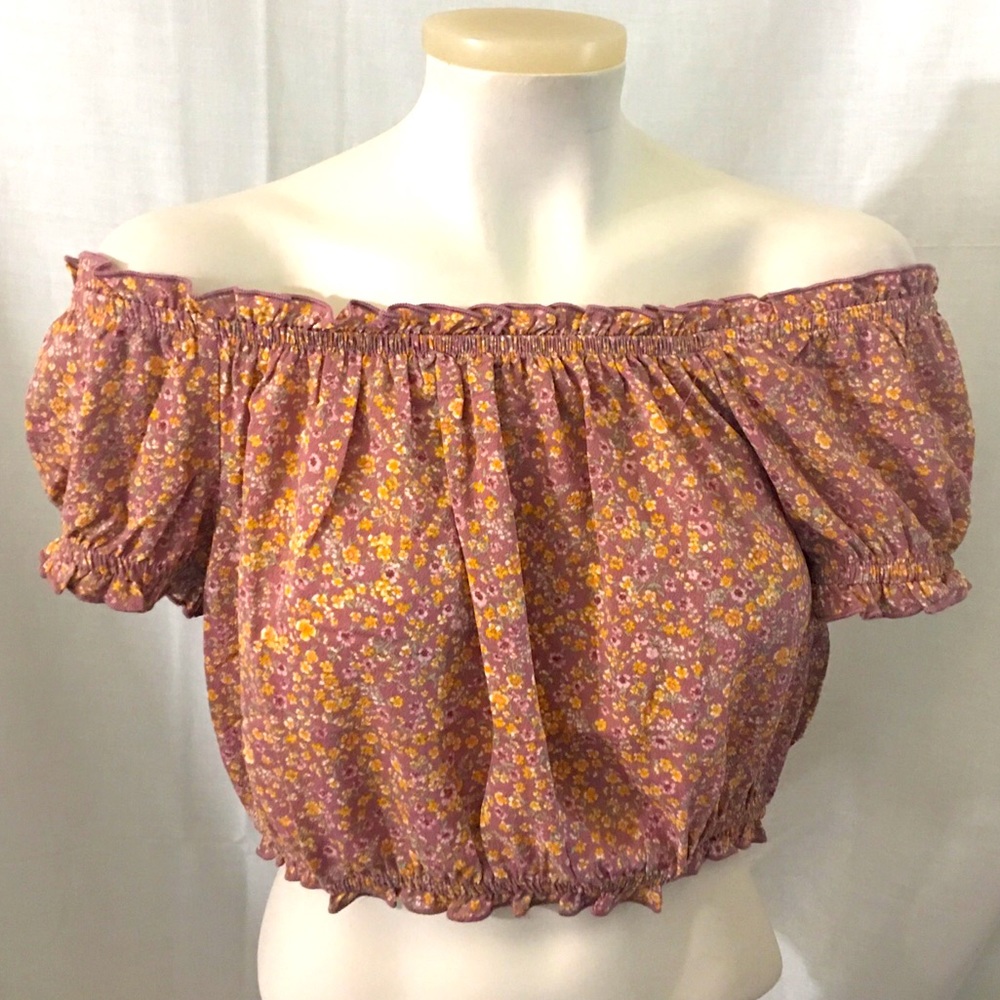 Pink Rose off shoulder crop top